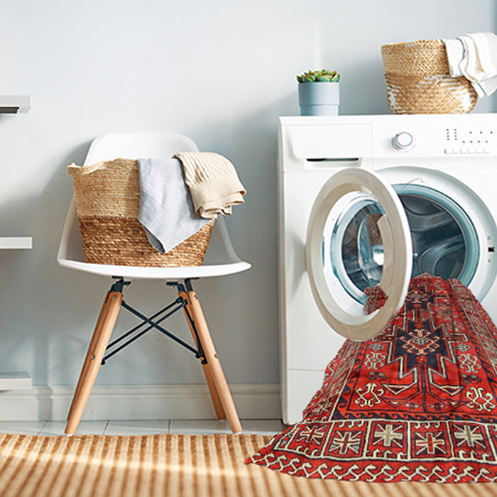 Machine Washable Traditional Dark Almond Brown Rug in a Washing Machine, wshtr2789