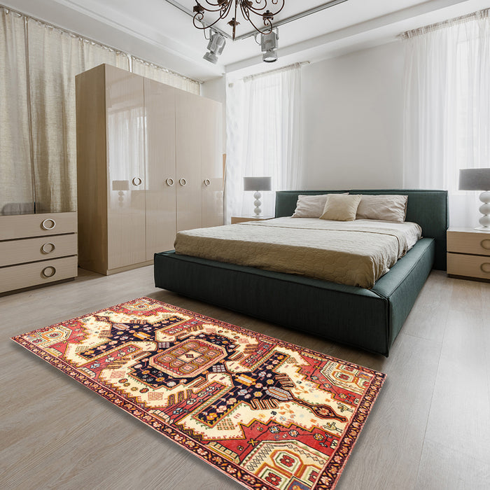 Machine Washable Traditional Fire Brick Red Rug in a Bedroom, wshtr278