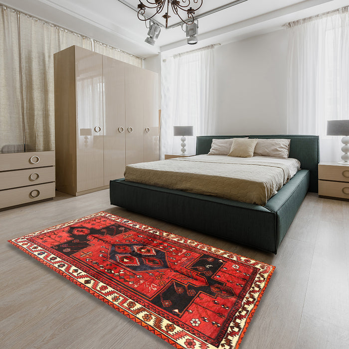 Machine Washable Traditional Sienna Brown Rug in a Bedroom, wshtr2793
