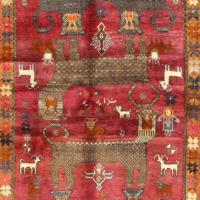 Machine Washable Traditional Rust Pink Rug, wshtr2794