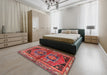 Machine Washable Traditional Dark Almond Brown Rug in a Bedroom, wshtr2795