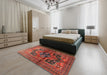 Traditional Rust Pink Persian Rug in a Bedroom, tr2796