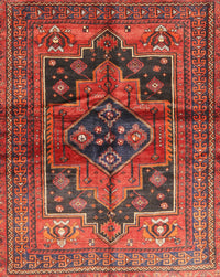 Machine Washable Traditional Rust Pink Rug, wshtr2796