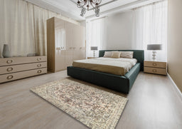 Traditional Dark Almond Brown Persian Rug in a Bedroom, tr2799