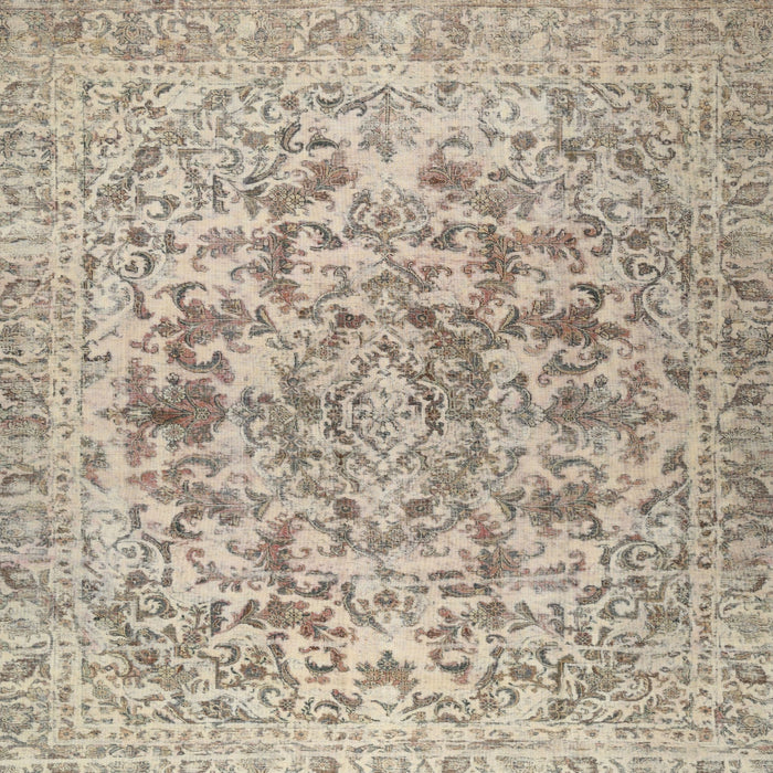 Round Machine Washable Traditional Dark Almond Brown Rug, wshtr2799