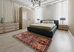 Traditional Dark Gold Brown Persian Rug in a Bedroom, tr279