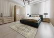 Machine Washable Traditional Khaki Green Rug in a Bedroom, wshtr2800