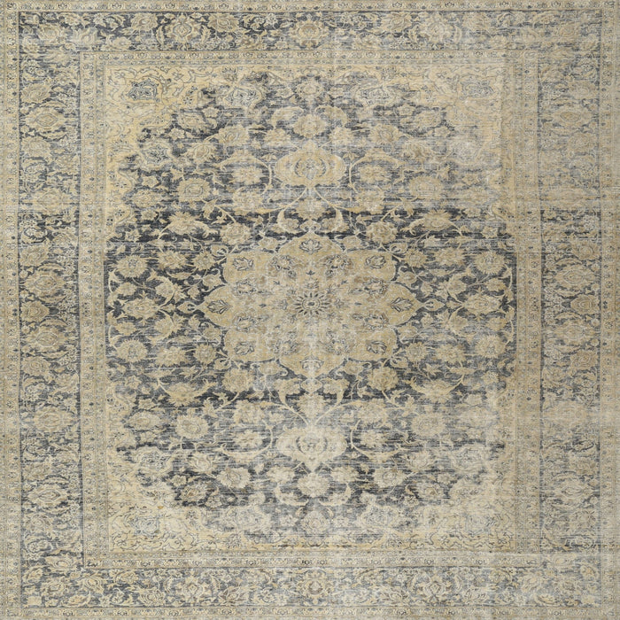 Round Machine Washable Traditional Khaki Green Rug, wshtr2800