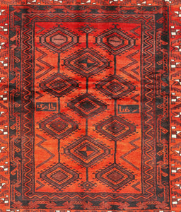 Machine Washable Traditional Brown Red Rug, wshtr2802