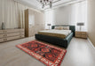 Traditional Dark Gold Brown Persian Rug in a Bedroom, tr2803