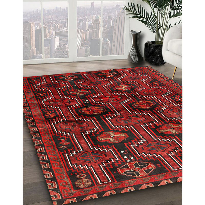 Traditional Reddish Brown Persian Rug in Family Room, tr2804