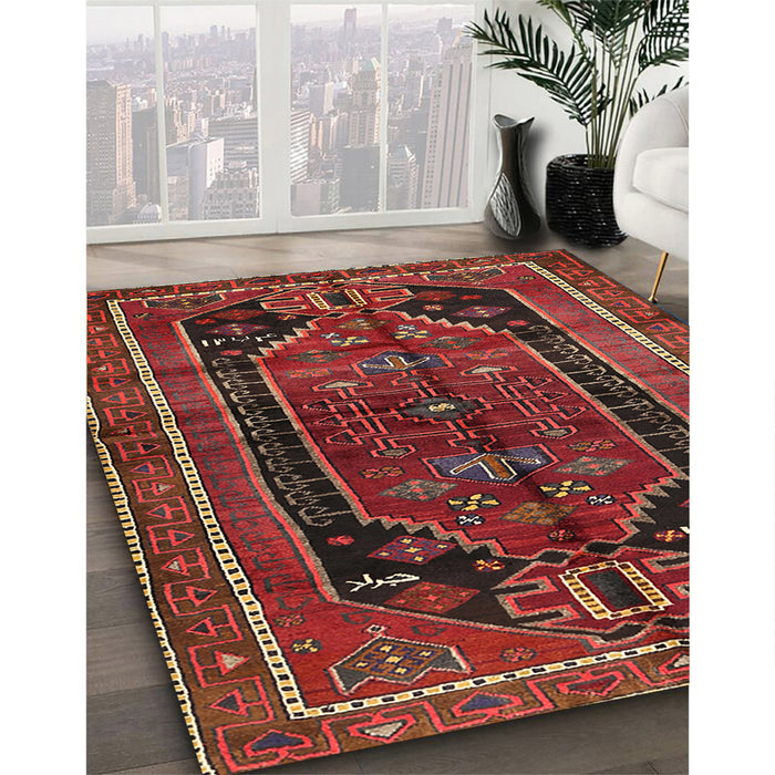 Machine Washable Traditional Sienna Brown Rug in a Family Room, wshtr2805