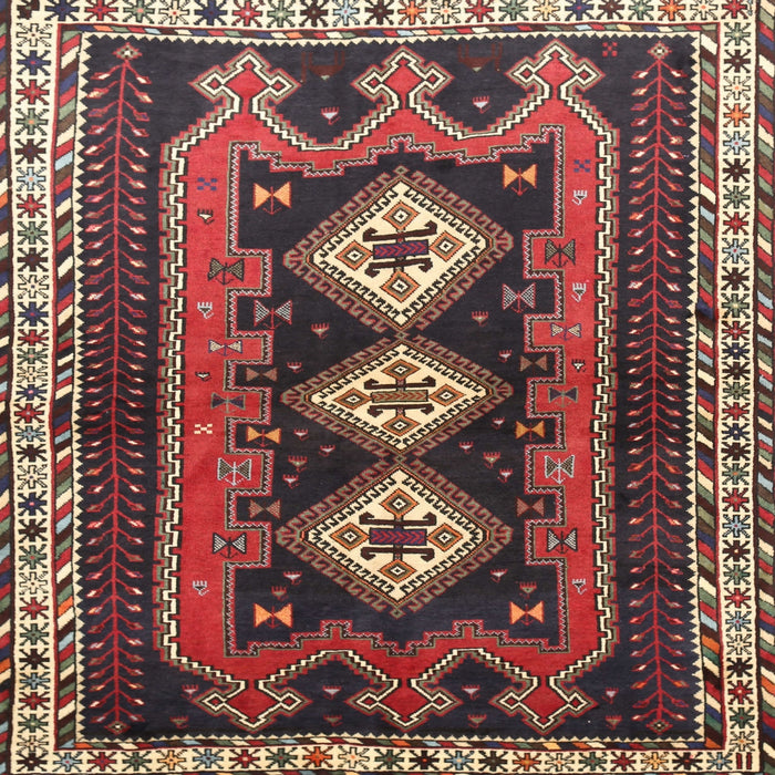 Square Traditional Saffron Red Persian Rug, tr280