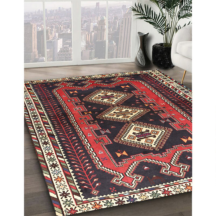 Machine Washable Traditional Saffron Red Rug in a Family Room, wshtr280