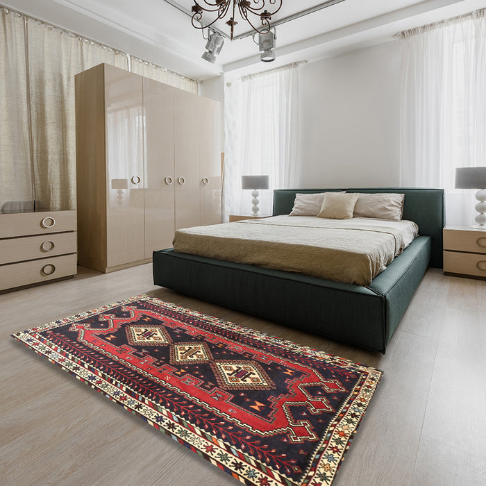 Machine Washable Traditional Saffron Red Rug in a Bedroom, wshtr280