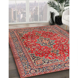 Traditional Camel Brown Persian Rug in Family Room, tr2811