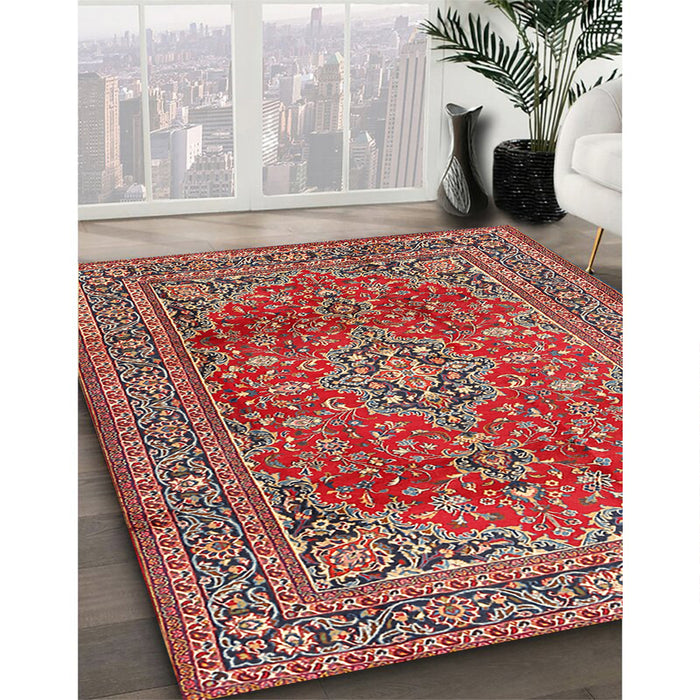 Traditional Camel Brown Persian Rug in Family Room, tr2811