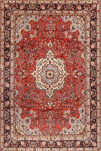 Machine Washable Traditional Tomato Red Rug, wshtr2814