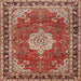 Round Machine Washable Traditional Tomato Red Rug, wshtr2814