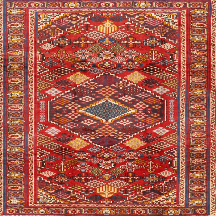 Square Traditional Copper Red Pink Persian Rug, tr2816