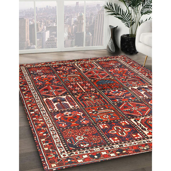 Traditional Dark Almond Brown Persian Rug in Family Room, tr2817