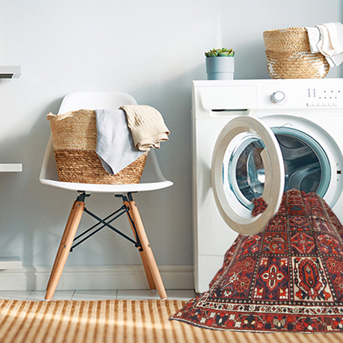 Machine Washable Traditional Dark Almond Brown Rug in a Washing Machine, wshtr2817