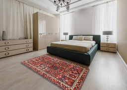 Traditional Dark Almond Brown Persian Rug in a Bedroom, tr2817