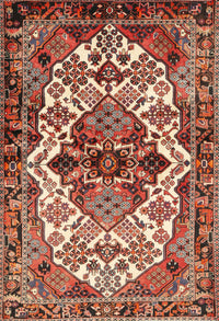 Machine Washable Traditional Saffron Red Rug, wshtr2818