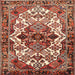 Round Machine Washable Traditional Saffron Red Rug, wshtr2818