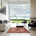 Square Machine Washable Traditional Saffron Red Rug in a Living Room, wshtr2818