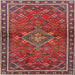 Round Machine Washable Traditional Red Rug, wshtr2819