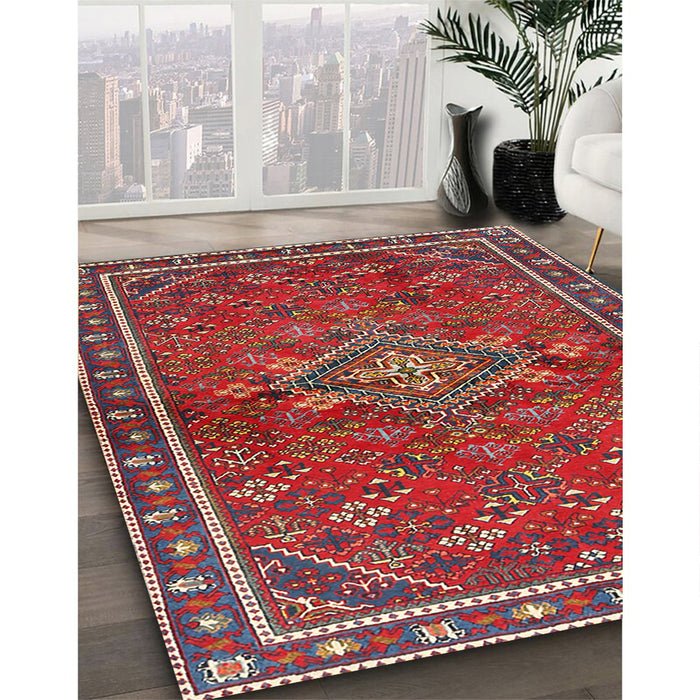 Traditional Red Persian Rug in Family Room, tr2819