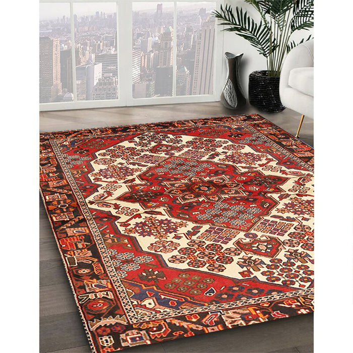 Machine Washable Traditional Tomato Red Rug in a Family Room, wshtr2820