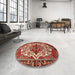 Round Traditional Red Persian Rug in a Office, tr2820
