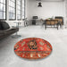 Round Traditional Red Persian Rug in a Office, tr2821