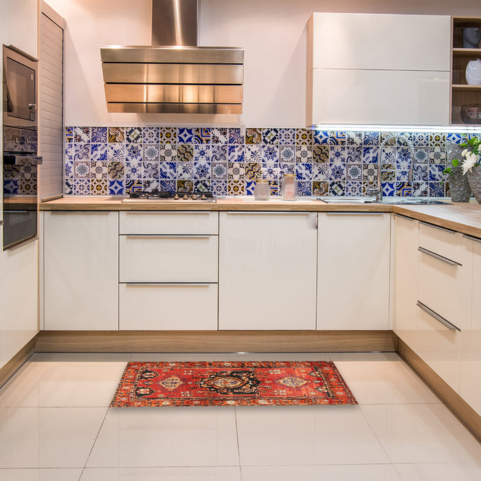 Traditional Red Persian Rug in a Kitchen, tr2821