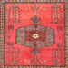 Round Machine Washable Traditional Rust Pink Rug, wshtr2823