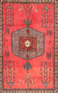 Machine Washable Traditional Rust Pink Rug, wshtr2823