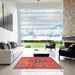 Square Machine Washable Traditional Rust Pink Rug in a Living Room, wshtr2823