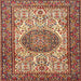 Round Machine Washable Traditional Sand Brown Rug, wshtr2824