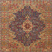 Round Machine Washable Traditional Brown Red Rug, wshtr2827