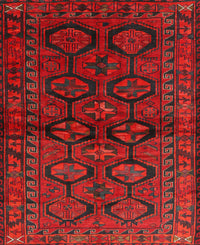 Machine Washable Traditional Red Rug, wshtr2829