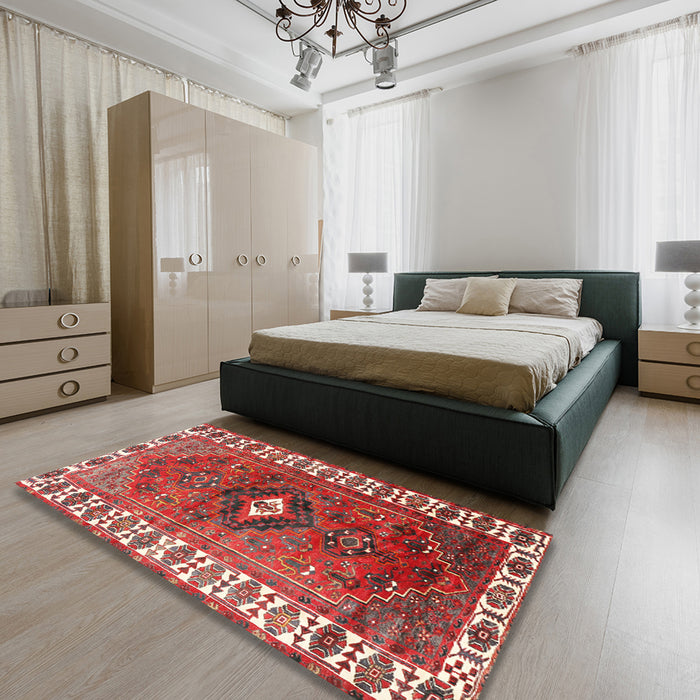 Traditional Red Persian Rug in a Bedroom, tr2830