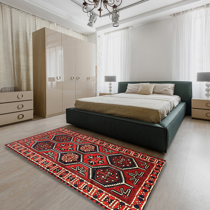 Machine Washable Traditional Brown Rug in a Bedroom, wshtr2832