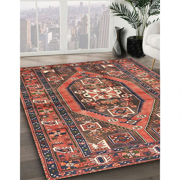 Machine Washable Traditional Orange Salmon Pink Rug in a Family Room, wshtr2833