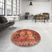 Round Traditional Orange Persian Rug in a Office, tr2836