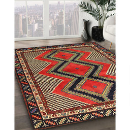 Traditional Dark Gold Brown Persian Rug in Family Room, tr2837