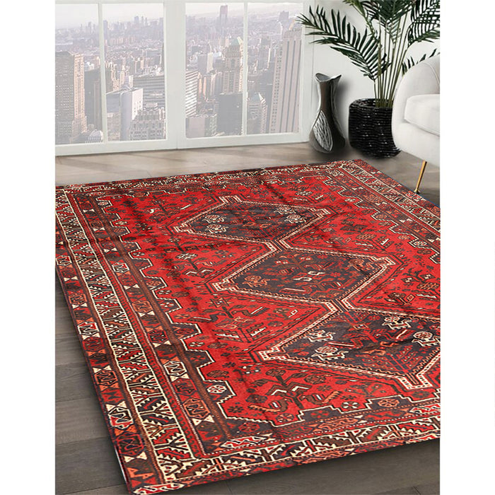 Traditional Red Persian Rug in Family Room, tr2839