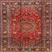 Round Machine Washable Traditional Tomato Red Rug, wshtr2840