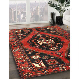 Traditional Chestnut Brown Persian Rug in Family Room, tr2841
